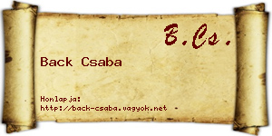 Back Csaba névjegykártya